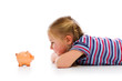 little girl with piggy bank