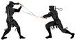 Vector: two ninjas fighting with katana two ninjas fighting with katana