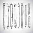 Vector: Illustration of pencil, pen and fountain pen icons Illustration of pencil, pen and fountain pen icons