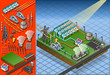 Vector: isometric termo solar plant in production of energy isometric termo solar plant in production of energy