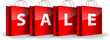 Red shopping bags with the word Sale