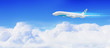 White passenger plane in the blue sky