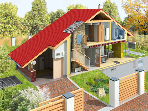 Photo: House in a section with garden. Visible home infrastructurei House in a section with garden. Visible home infrastructurei
