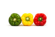 Colored paprika's On White