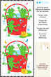 Find the differences visual puzzle - frogs and red bucket