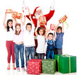 Santa giving Christmas gifts