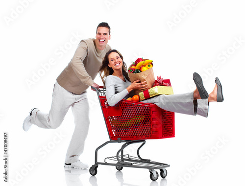 Photo: Santa Christmas couple with a gift. Santa Christmas couple with a gift.