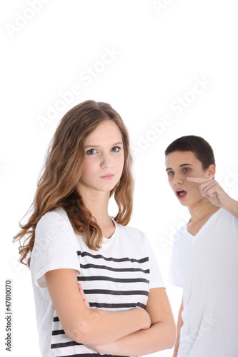 Photo: Teenage brother and sister arguing Teenage brother and sister arguing