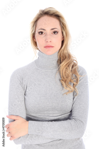 Photo: Fashion model shows serious face Fashion model shows serious face