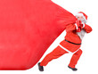 Santa Claus with a big bag on white background