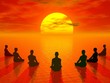 Sunset meditation - 3D render