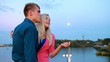 young couple on an evening promenade.