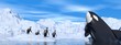 Meeting among icebergs - 3D render