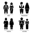 Vektor: South Asia National Traditional Costume Dress Clothing South Asia National Traditional Costume Dress Clothing