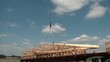 A Frame Lifted Into Air by Crane Construction