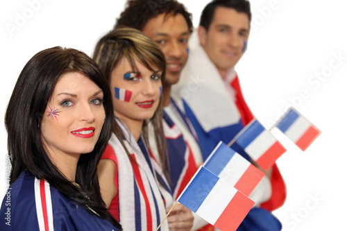 Photo: Group of French football supporters Group of French football supporters