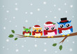 Vector: owl family christmas greeting owl family christmas greeting
