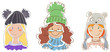 Three girls in caps