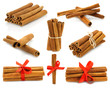 Photo: Cinnamon collage on white background Cinnamon collage on white background