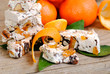 Photo: Nougat or turron traditional italian holidays sweets Nougat or turron traditional italian holidays sweets