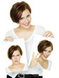 Woman shows her varying attitudes and expression of emotions