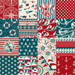 Nautical elements patchwork pattern