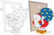 Santa Claus peeping through a keyhole