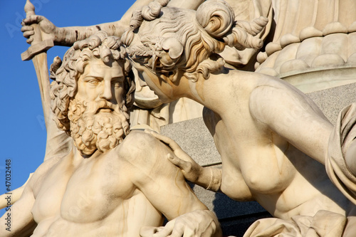 Photo: Pallas-Athena-Brunnen Fountain in front of the Austrian Parliame Pallas-Athena-Brunnen Fountain in front of the Austrian Parliame