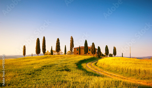 Photo: Paesaggio Toscano, villa con cipressi Paesaggio Toscano, villa con cipressi