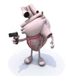 human heart organ with hands and gun