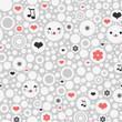 Cute seamless background with funny faces