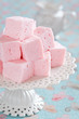 Homemade vanilla and rosewater marshmallows, selective focus