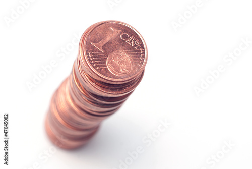 Photo: Stack of euro cents used Stack of euro cents used