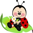 Ladybug sitting on a green leaf