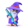 Wizard writes with his magic pen...
