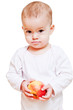 Baby girl with healthy food isolated