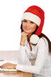 christmas woman working on a laptop