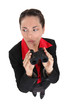 Businesswoman with binoculars