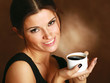 Portrait of a woman drinking coffee