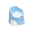 pot and toilet paper, on white background.