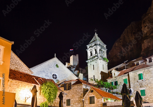 Photo: Old fort in Omis, Croatia at night Old fort in Omis, Croatia at night