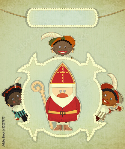 Vector: Christmas card with Dutch Santa Claus - Sinterklaas Christmas card with Dutch Santa Claus - Sinterklaas