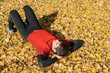 Athlete resting outdoors in autumn
