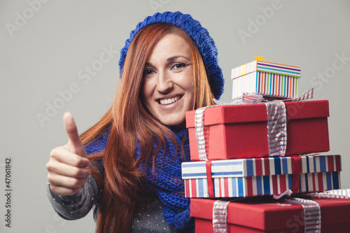 Photo: WInter woman with gifts WInter woman with gifts