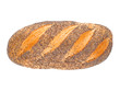 Foto: German loaf with poppy seeds isolated on white background German loaf with poppy seeds isolated on white background