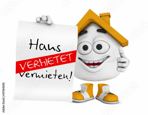 Illustration: Kleines 3D Haus Orange - Haus zu vermieten! - Vermietet Kleines 3D Haus Orange - Haus zu vermieten! - Vermietet
