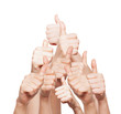 Photo: hand of business group with thumbs up hand of business group with thumbs up