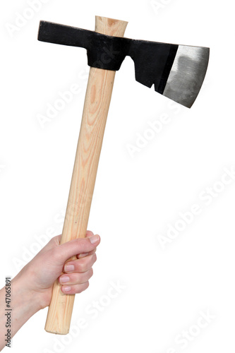 Photo: Hand holding an ax Hand holding an ax