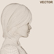 Vector conceptual wireframe human female head isolated