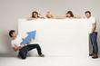 Photo: Young people with an empty board Young people with an empty board